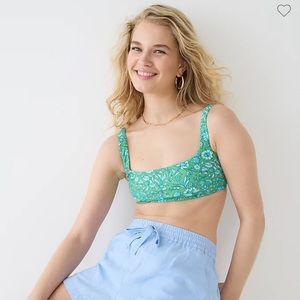 J. Crew Squareneck bikini top in marigold blooms